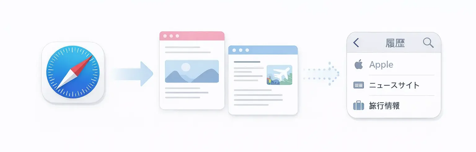 iPhoneでSafari履歴を削除する場所のイメージ