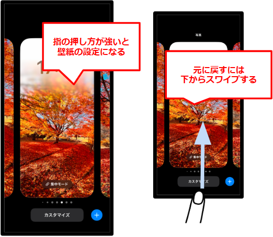 ロック画面。壁紙設定。