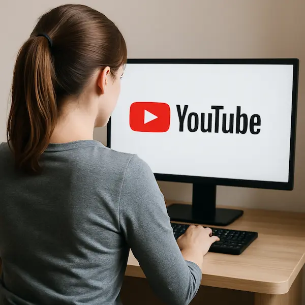 YouTubeの制作:集中して作業している女性の後ろ姿