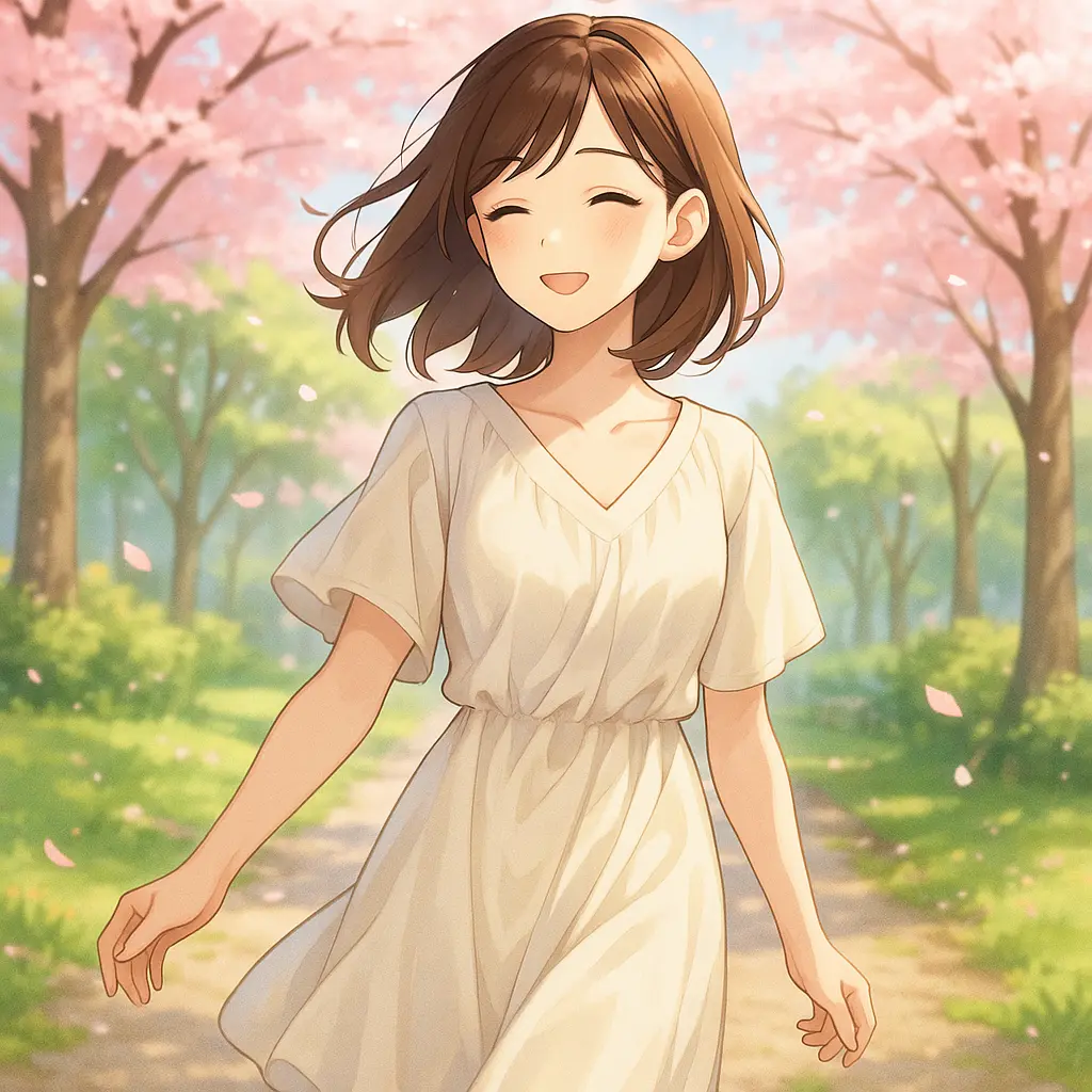 ChatGPTが作成。アニメ風のふんわりとした女性のイラスト2つめ
