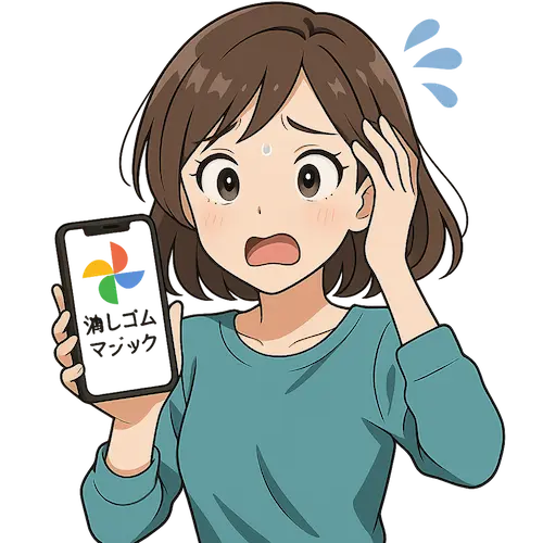 消しゴムマジックがうまくいかず焦っている
