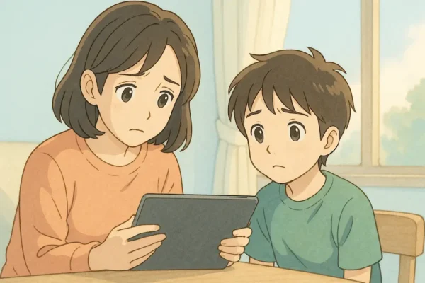 ・お母さんが少し困った顔
・子どもが心配そうに見ている