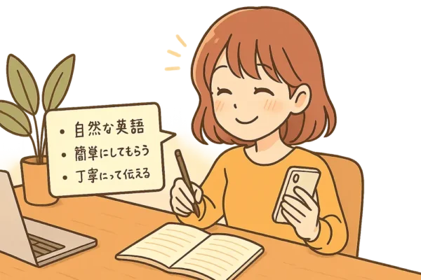 ChatGPTの使い方に「なるほど!」と気づいた女の子が、メモやノートに大事なことを書き留めている様子