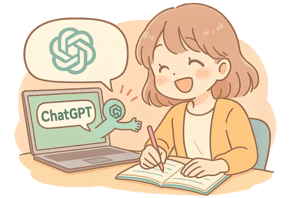 ChatGPTが添削してくれる感じではりきって英語日記書いている