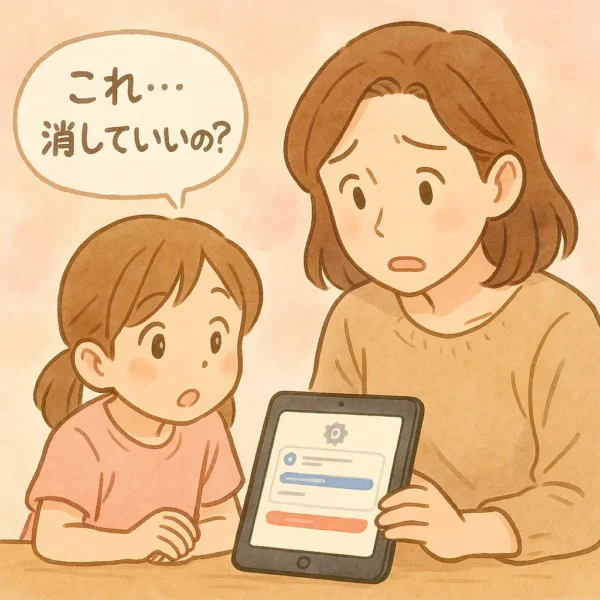 iPadの設定を見て「プロファイルって消していいの?」と不安になっている親子