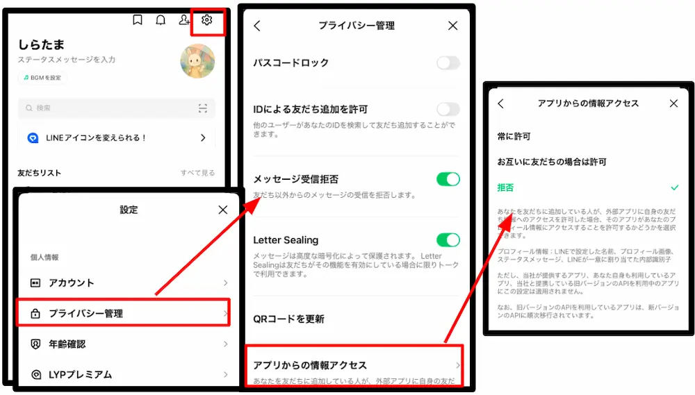LINEのプライバシー管理