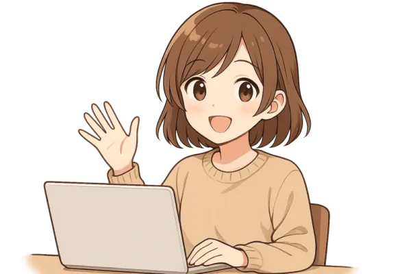 🎀作業後、満足そうに笑顔で手を振る女の子