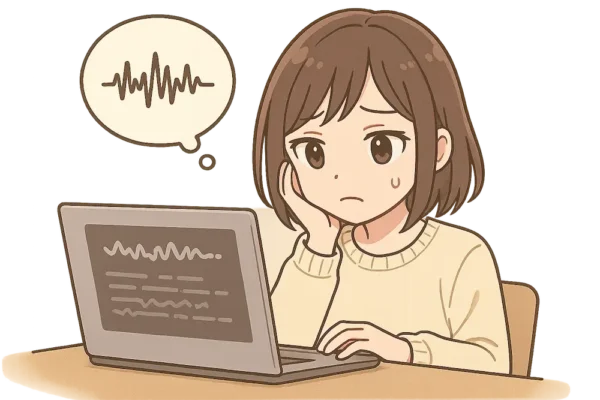 長時間音声に困っている/ノイズに悩んでる様子