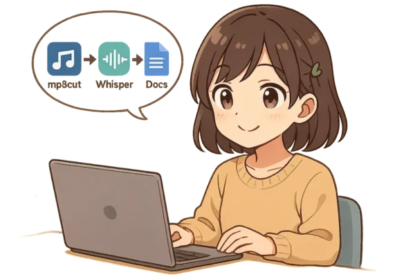 🎧PCで作業しながらニコニコの女の子
