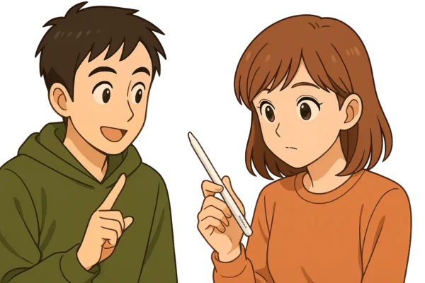 ▶ 陽菜がApple Pencil Proを手にして興味津々な様子。ひろとが説明している