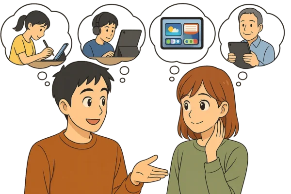 第6世代に合っている人を2人がイメージしている様子