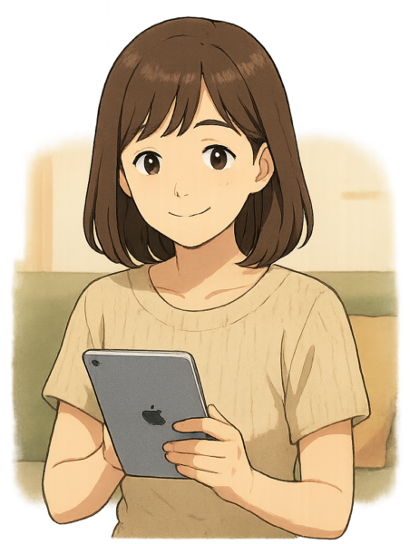 まなみが読者の意見を見ている