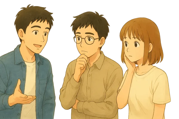 ひろと、さとし、陽菜で話し合い。
