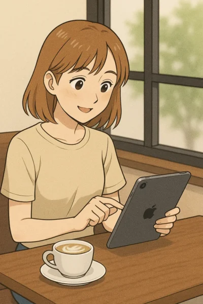 カフェでiPad miniを使いたいまなみ