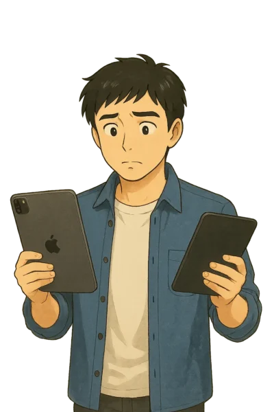 自分のiPad 第10世代とiPad Proを持って見比べる