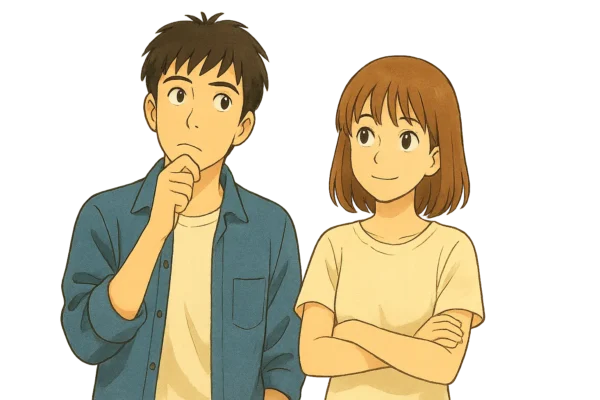 ひろとはどっちにしようか思案中、陽菜はどうするの?という顔