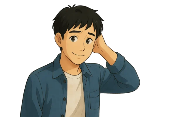 ひろとが少し困ったような表情で頭を掻いている