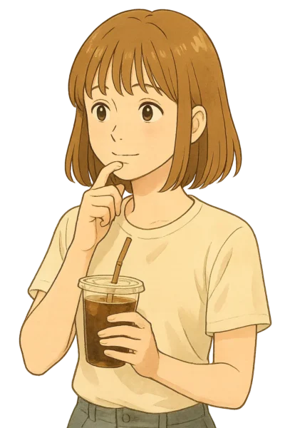 コーヒをストローでかき回している陽菜