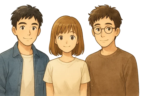 ヒロト、ヒナ、サトシがほほ笑んでまとめている。