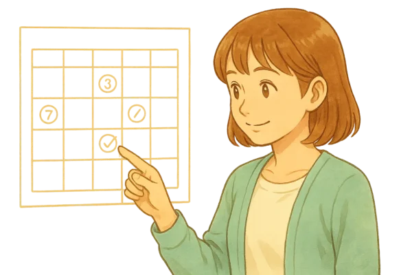 カレンダーに1・3・7・14の丸印。
陽菜が今日にチェック。