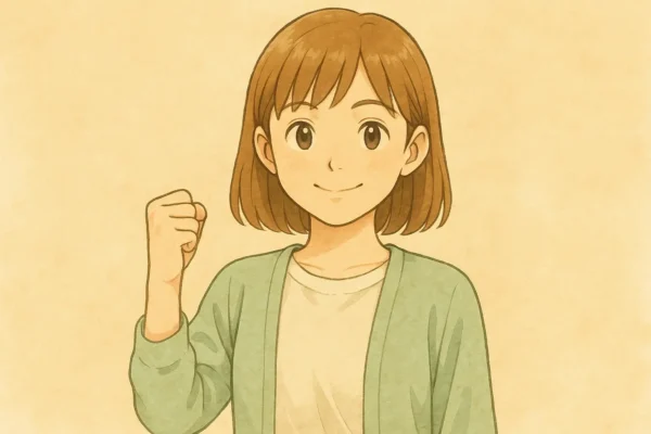 陽菜が「うまくいった！」と意気込んでいるところ。