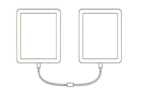 ケーブルでiPadとiPadをつないでいる図解