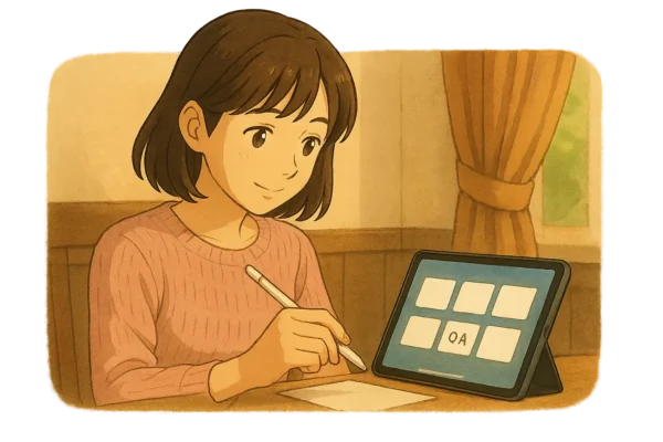 まなみが静かな部屋でノート→カード化
