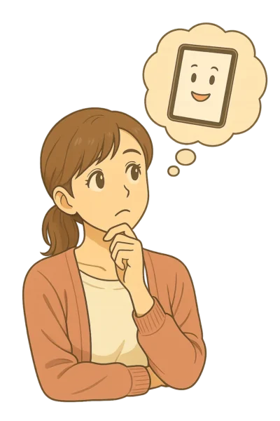 結衣がiPadが5から6年ごとに最新OSが対応というのを上を見ながら考えている。