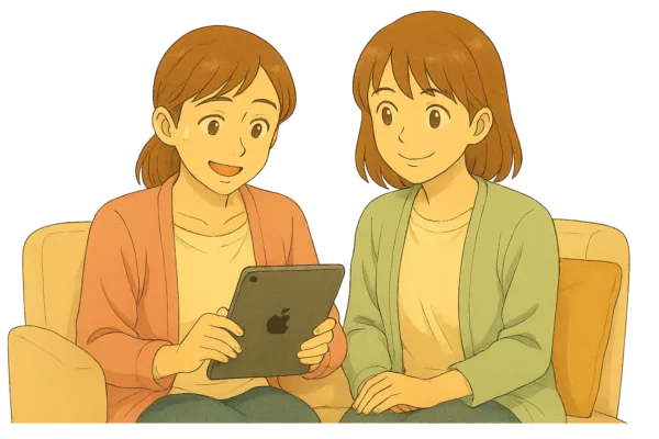 結衣がiPadを徐々に自分仕様にしていく