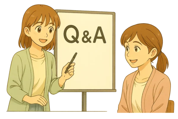 よくある質問と答えをホワイトボードに書いて、まとめようとしている陽菜