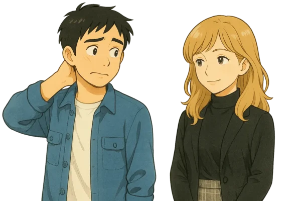 彩花が「どっちにするの?」と促すようにひろとを見ている。ひろとは「まあまあかな」とまだ決めきれない表情。