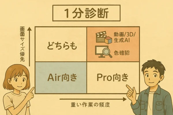 チェック結果でどちらが向くか分かる判定図