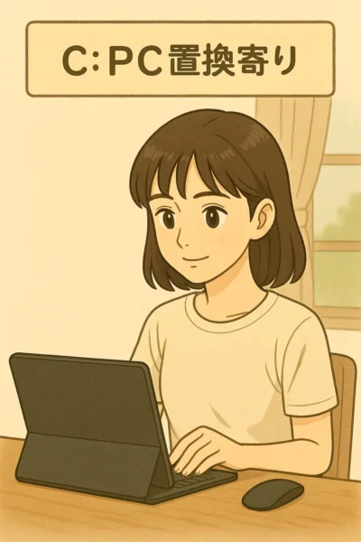 デスクでMagic Keyboard+トラックパッド操作。