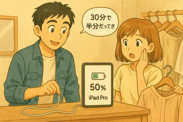 電源コードをさして「30分で半分だってさ」→陽菜驚き