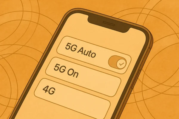 5Gオートと4G固定を場面で切り替え、導線で相性を確かめる操作。