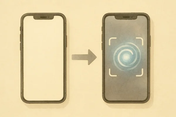 2台のスマホを近づけて移行するイメージ図