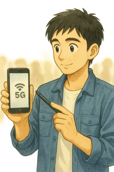 駅構内の混雑／通信インジケーター5Gの表示