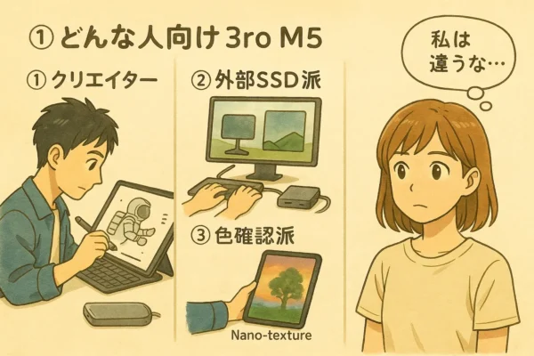 1.クリエイター 2.外部SSD派 3.色確認派 → 陽菜が横で「私は違うな…」