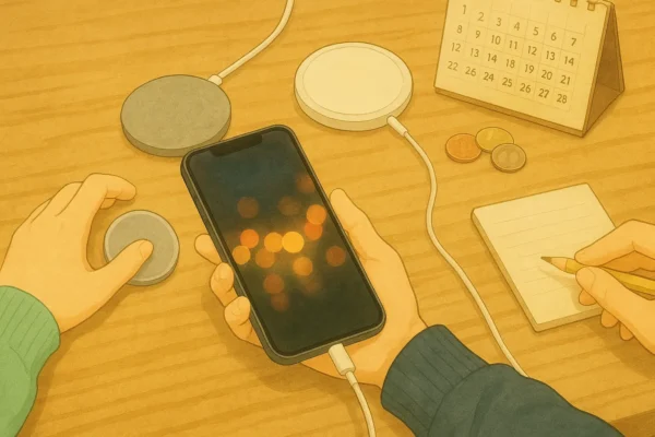 机上のメモに月額を示す空欄がある静物