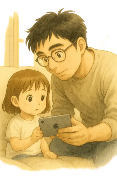 歩き始める幼児に寄って撮るシーン。カメラは落ち着いた姿勢