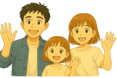読者に手を振るひろと&陽菜と芽依