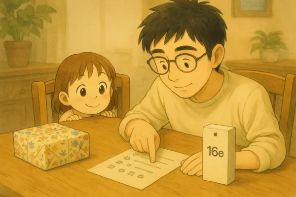受け取り後の準備を確認するさとしと芽依