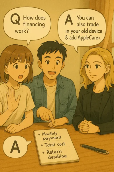 分割・下取り・AppleCare+の疑問に答える会話形式