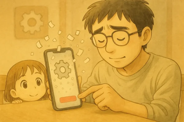 すべてのコンテンツと設定を消去する前のワンシーン