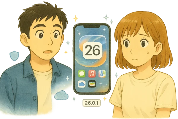 iOS 26の新デザインLiquid Glassと操作感の変化イメージ