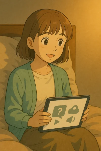 陽菜が「録画しておくと、あとで落ち着いて見返せる」と考えている。