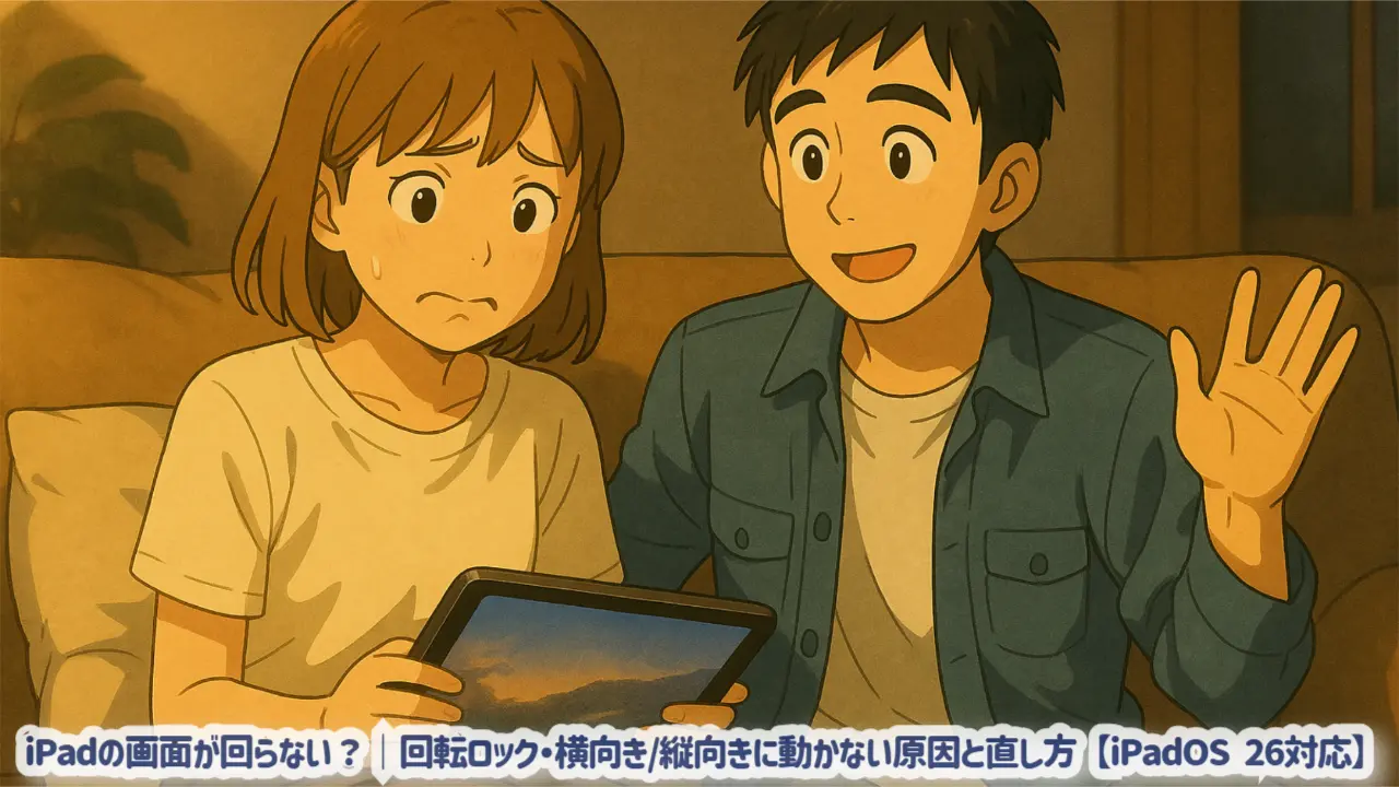 iPadの画面が回らない?|回転ロック・横向き/縦向きに動かない原因と直し方【iPadOS 26対応】