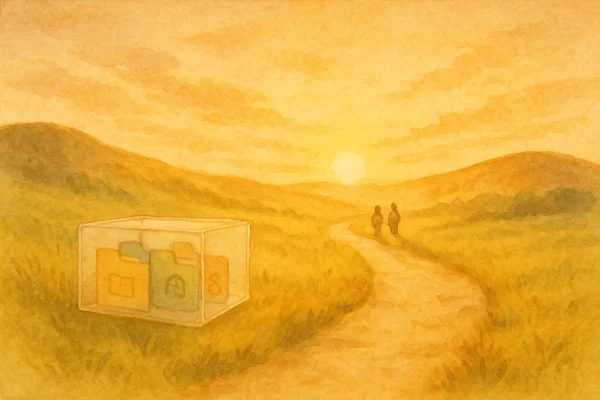 小さな積み重ねに道が続いて行くイメージ