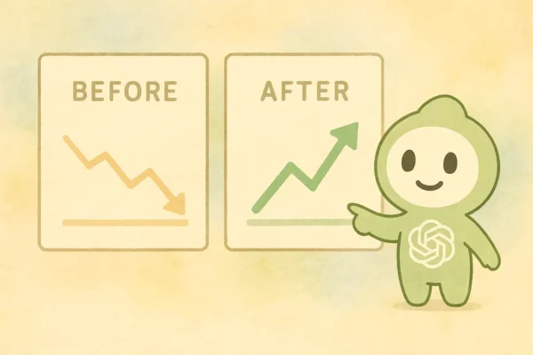 ChatGPTくんが成果のビフォーアフターを示している