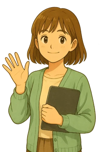 陽菜が読者に感謝の手を振っている